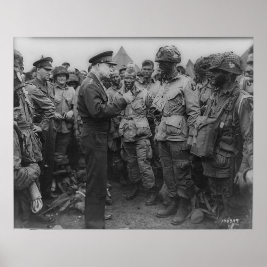 Poster Le général Dwight D. Eisenhower avec les parachuti (Devant)
