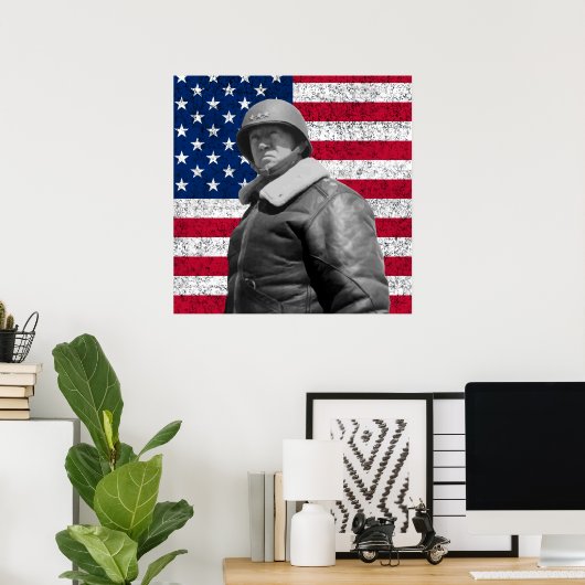 Poster Le général Patton et le drapeau américain (Bureau à domicile)
