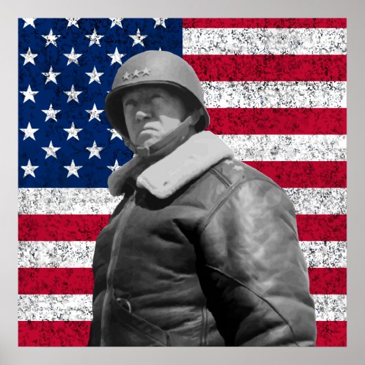 Poster Le général Patton et le drapeau américain (Devant)