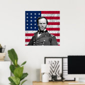 Poster Le général Sherman et le drapeau américain (Bureau à domicile)