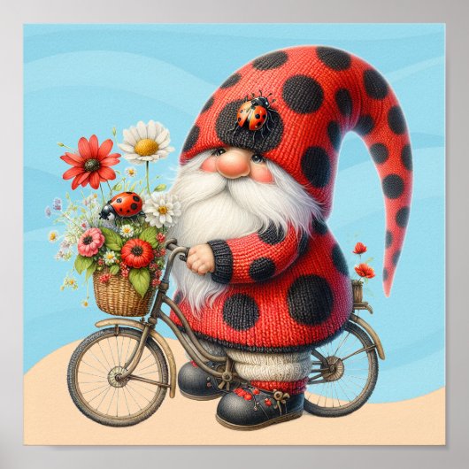 Poster Le gnome aime les coccinelles (Devant)