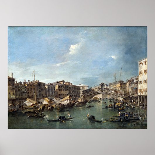Poster Le Grand Canal Francesco Guardi avec le Rialto (Devant)