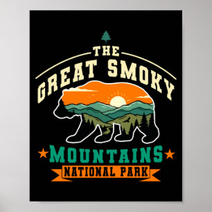 Poster Le grand ours rétro du parc national des montagnes