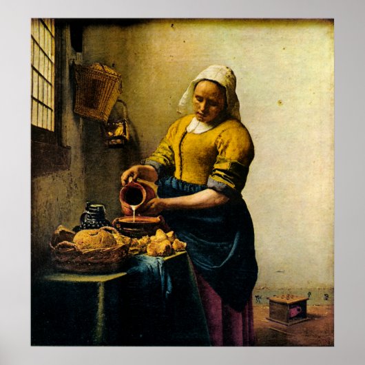Poster Le grand serviteur de Vermeer pourrissant du lait  (Devant)