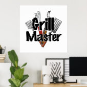 Poster Le Grill Master avec outils pour barbecue (Bureau à domicile)