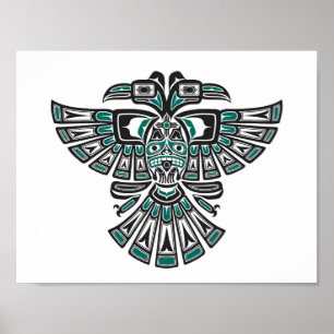 Poster Le Haida bleu turquoise deux a dirigé l'oiseau