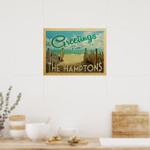 Poster Le Hamptons Beach Vintage voyage (Cuisine)