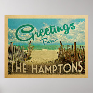 Poster Le Hamptons Beach Vintage voyage