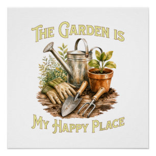 Poster Le jardin est mon endroit heureux - Amateurs de ja