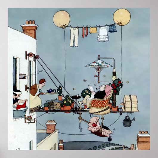 Poster « Le jardin pliant » de W Heath Robinson (Devant)