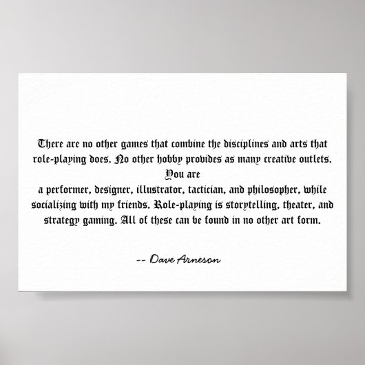 Poster Le jeu de rôles est unique (Devant)