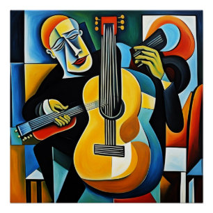 Poster Le joueur de guitare absorbé