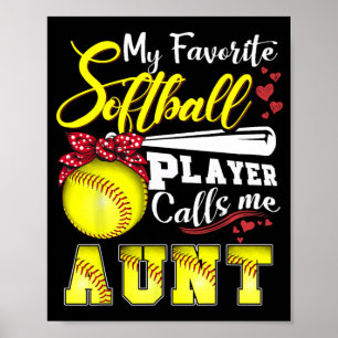 Poster Le Joueur favori de softball m'appelle tante Tee M