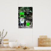 POSTER LE JOUR DE SAINT PATRICK CAT WITH GREEN IRISH (Cuisine)