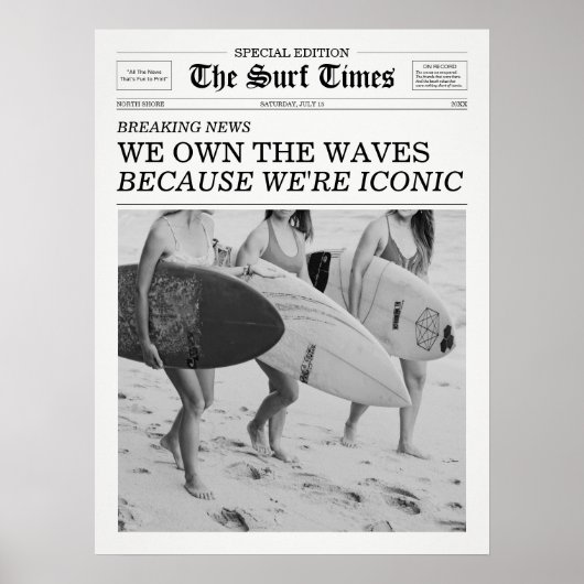 Poster Le Journal Surf Times Nous Possédons Les Vagues (Devant)