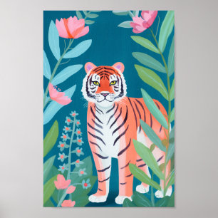 Poster Le joyeux tigre orange