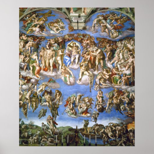Poster Le jugement Dernier Fresco par Michelangelo (Devant)
