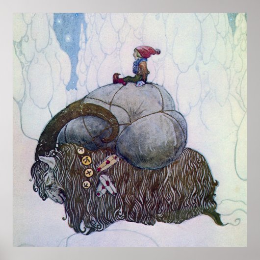 Poster « Le Julbock » Chèvre de Noël par John Bauer (Devant)