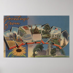 Poster Le Kansas (capitale de l'État/fleur)