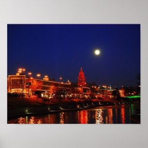 Poster Le Kansas City Plaza s'illumine sous une Pleine lu