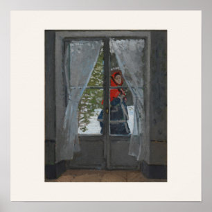 Poster Le Kerchief Rouge par Monet - Art Impressionniste