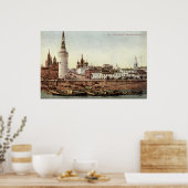 Poster Le Kremlin, Moscou, Russie 1915 Vintage (Cuisine)