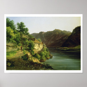 Poster Le lac Hallstatter, 1824 (huile sur la toile)