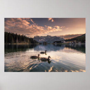 Poster Le lac Misurina Dolomites, Italie