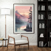 Poster Le lac Mystic Mountain à Dawn