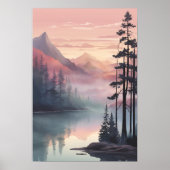 Poster Le lac Mystic Mountain à Dawn (Devant)