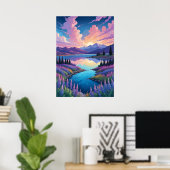 Poster Le lac Tekapo et Lupins (Bureau à domicile)