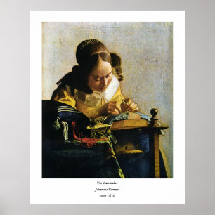 Poster Le Lacemaker de Johannes Vermeer (circa 1670)
