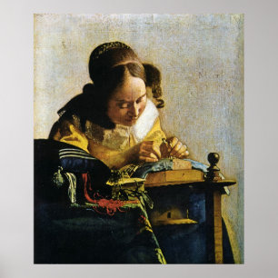 Poster Le Lacemaker de Johannes Vermeer (vers 1670)