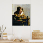 Poster Le Lacemaker de Johannes Vermeer (vers 1670) (Cuisine)