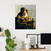 Poster Le Lacemaker de Johannes Vermeer (vers 1670) (Bureau à domicile)