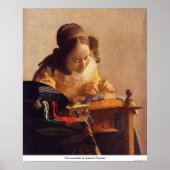 Poster Le Lacemaker par Johannes Vermeer (Devant)