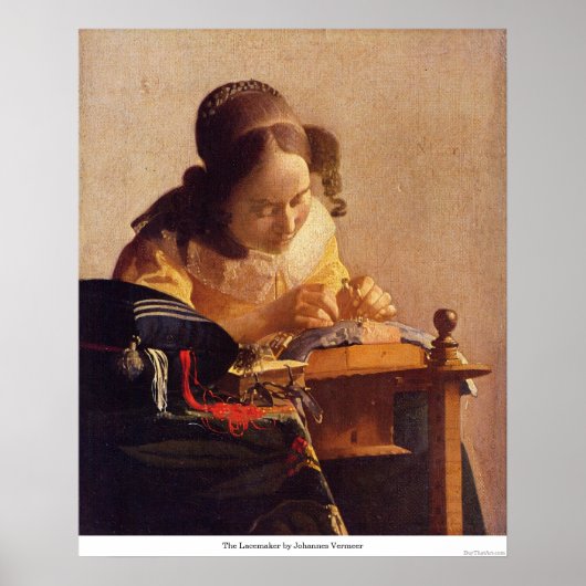 Poster Le Lacemaker par Johannes Vermeer (Devant)