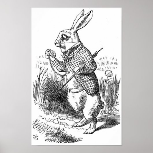 Poster Le lapin blanc avec montre (Devant)