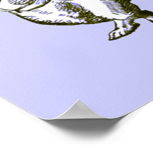 Poster Le lapin, le chapeau et Alice en toile bleue Poste (Coin)