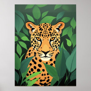 Poster Le léopard dans la jungle