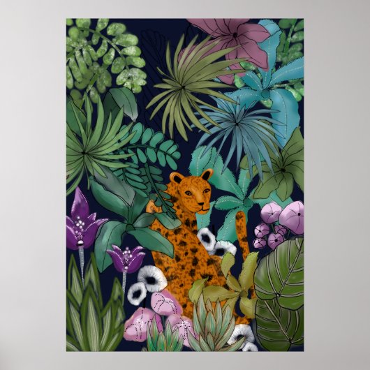 Poster Le léopard dans le jardin des fleurs (Devant)