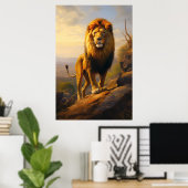 Poster Le lion au coucher du soleil (Bureau à domicile)