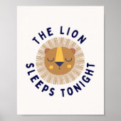 Poster Le lion dort Safari Art Imprimer | Nursery Art (Devant)