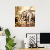 Poster « Le Lion et l'Éléphant » par Arthur Rackham (Bureau à domicile)