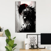 Poster Le Lion Tourne Dans Le Ciel Nocturne (Bureau à domicile)