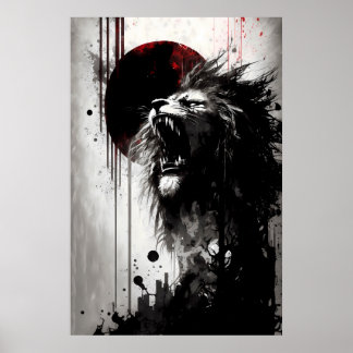Poster Le Lion Tourne Dans Le Ciel Nocturne