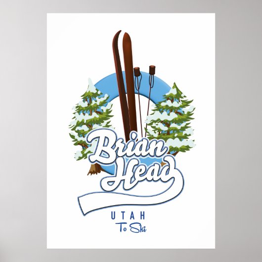 Poster Le logo de Brian Head Utah pour skier (Devant)