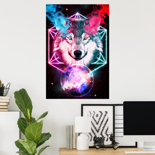 Poster Le loup mystique de l'espace (Bureau à domicile)