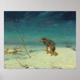 Poster Le loup solitaire par Alfred Von Wierusz-Kowalski