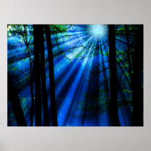 Poster Le Lune Brille Au Bord Du Lac